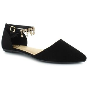 Daisy Fuentes Black Flats with Gold Embellishments